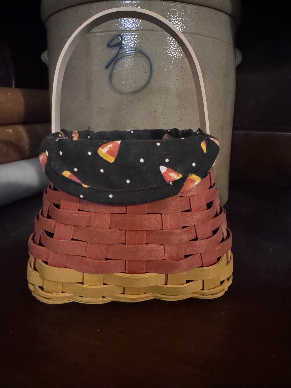 Longaberger 2010 Halloween Candy Corn Basket with Fabric Liner & Handle Vintage
